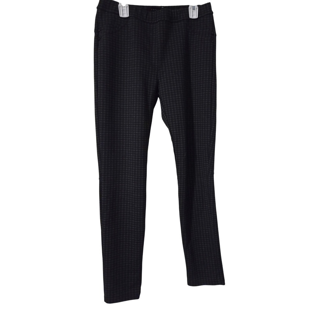 Sanctuary Anthropologie Black Gingham Plaid Pull On Stretch Knit Pants Size M